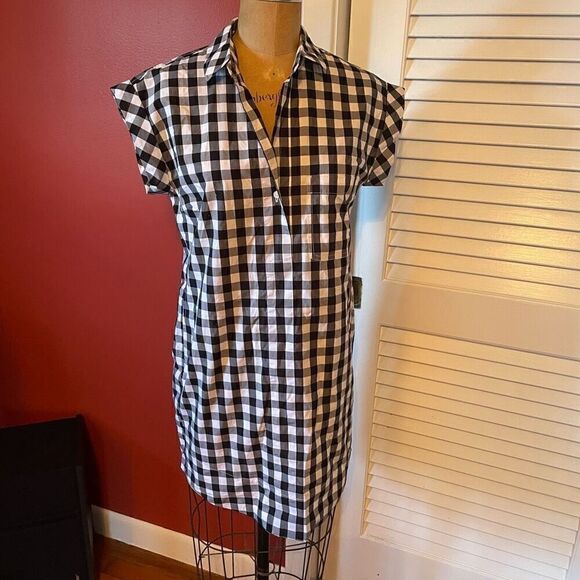 J CREW | black & white checkerboard sleeveless mini dress PXS - Picture 1 of 7